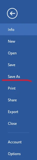 مفهوم گزینه save as